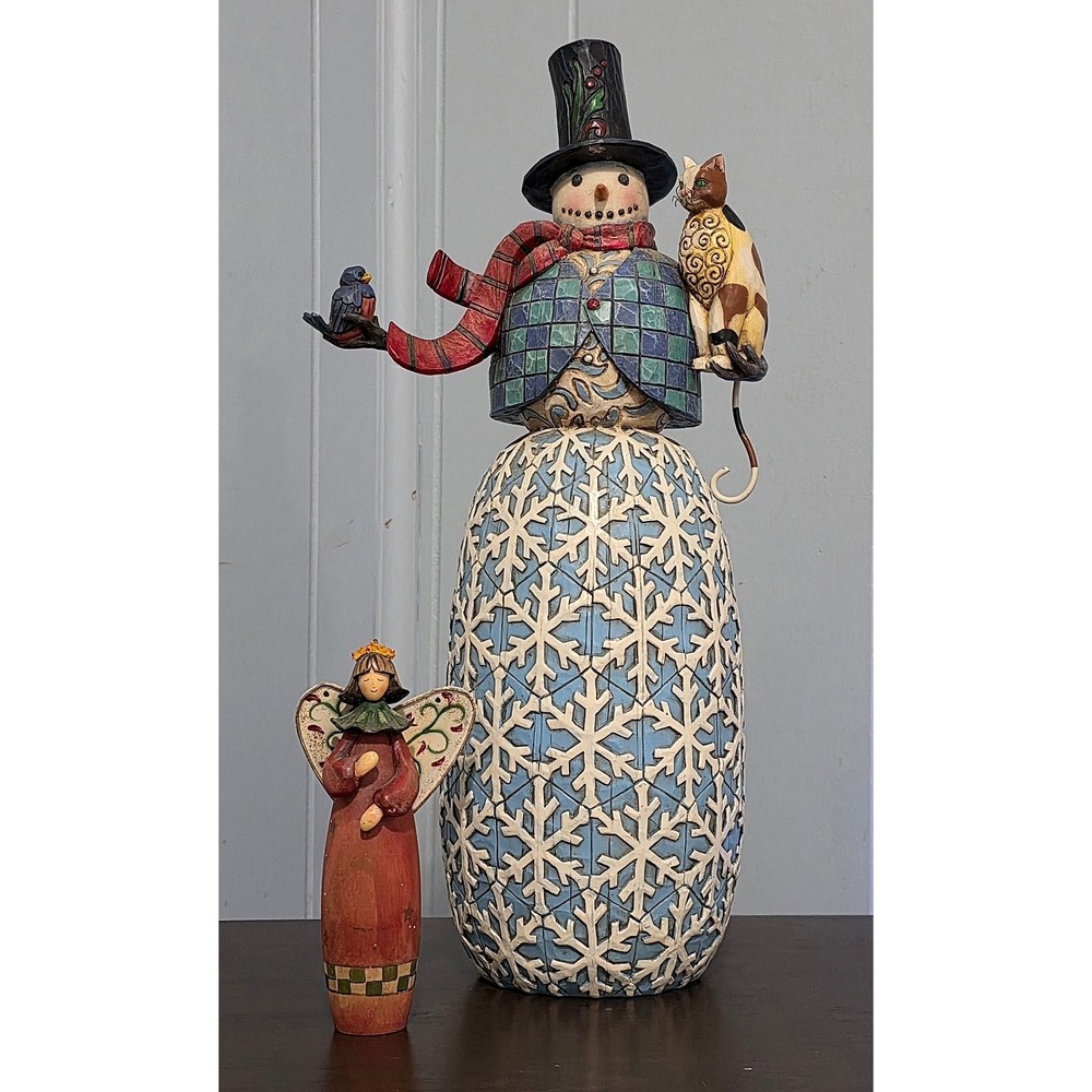 Jim Shore Heartwood Creek Holiday Harmony Snowman Figurine #4002288 With Angel